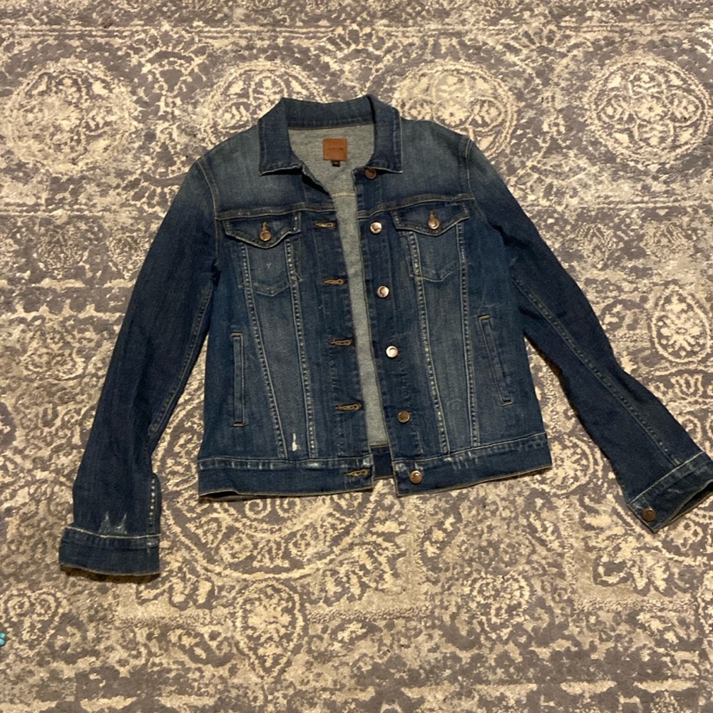 Joe's Jeans Dark Wash Vidika Distressed Denim Jean Jacket Size Small